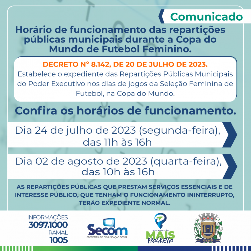 COPA DO MUNDO FEMININA – Decreto altera horário de início de