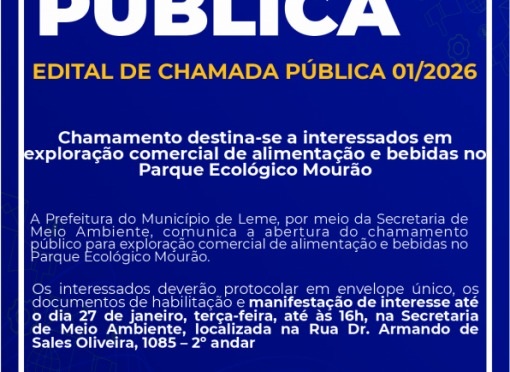 Secretaria de Meio Ambiente abre chamada pública para exploração de comercio alimentício no Parque Ecológico Mourão