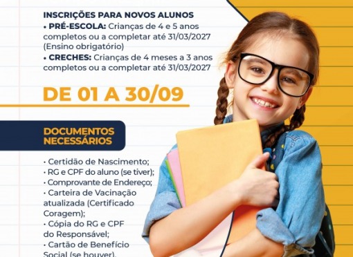 Secretaria de Educação informa sobre as Matrículas 2027 – Educação Infantil