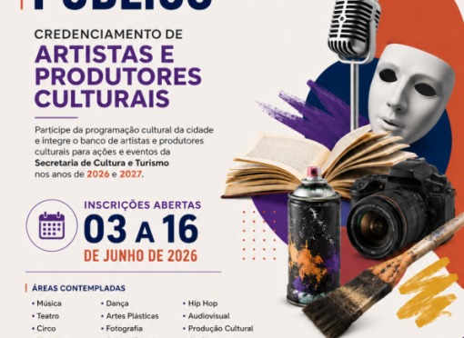 Secretaria de Cultura e Turismo abre credenciamento para artistas e produtores culturais de Leme e região