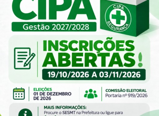 Abertas as inscrições para a CIPA – Comissão Interna de Prevenção de Acidentes