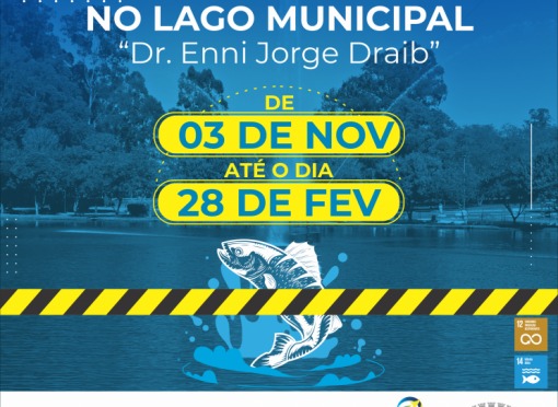 Pesca no Lago Municipal ficará interditada até 28 de fevereiro de 2026