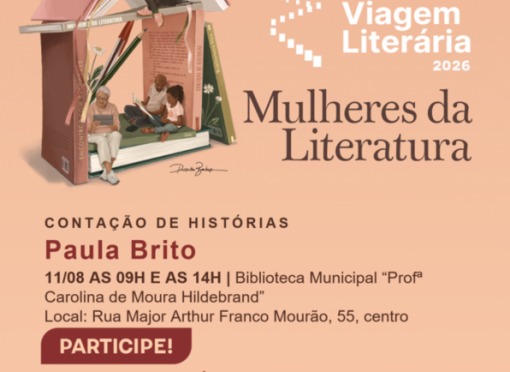 Biblioteca Municipal recebe programação do Viagem Literária 2026 com contação de histórias e encontro com escritora