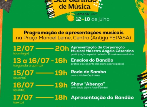 8ª Semana Seu Geraldo de Música promove formação, cultura e grandes apresentações em Leme