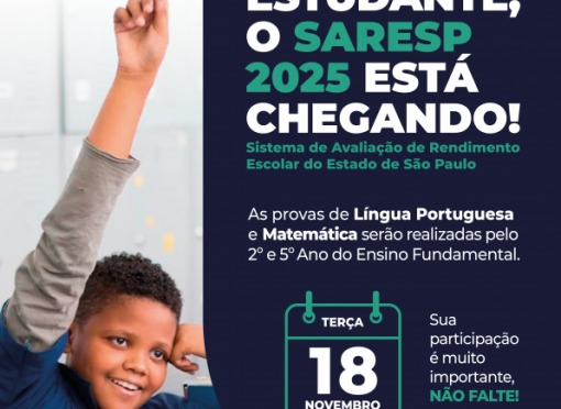 Alunos do 2º e 5º ano da Rede Municipal realizarão o SARESP 2025