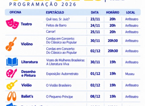 Oficinas Culturais de Leme apresentam programação de encerramento de 2026