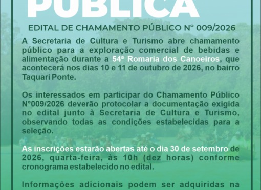Secretaria de Cultura e Turismo abre chamada pública para a 54ª Romaria dos Canoeiros