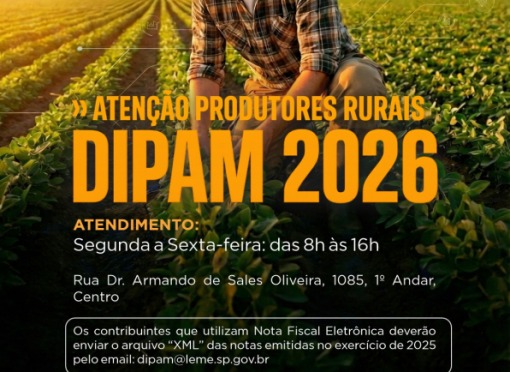 DIPAM “A” – Prefeitura prestará auxílio aos produtores rurais de Leme sobre as obrigações fiscais