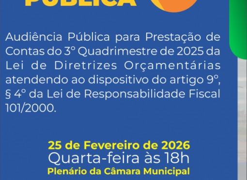 Secretaria de Finanças informa sobre Audiência Pública no dia 25 de fevereiro