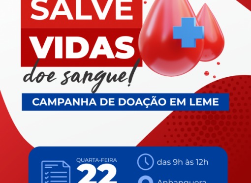 Segunda etapa do calendário de doação de sangue será no dia 22 de abril