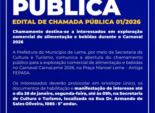 Secretaria de Cultura e Turismo abre chamada pública para o Carnaval CarnaLeme 2026