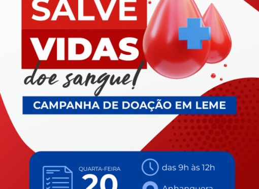 Quarta etapa do calendário de doação de sangue será no dia 20 de agosto Quarta etapa do calendário de doação de sangue será no dia 20 de agosto