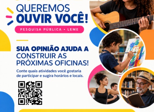 Cultura abre pesquisa para ouvir a população sobre as Oficinas Culturais de Leme