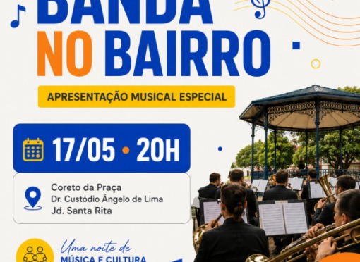 Projeto Banda nos Bairros leva música e cultura ao Jardim Santa Rita neste domingo