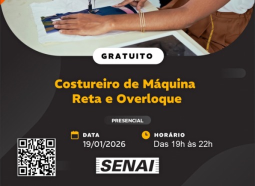 Prefeitura de Leme e SENAI oferecem curso gratuito de Costureiro de Máquina Reta e Overloque