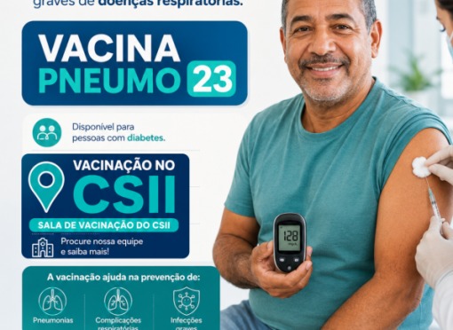 Vacina Pneumo 23 está disponível para pessoas com diabetes em Leme