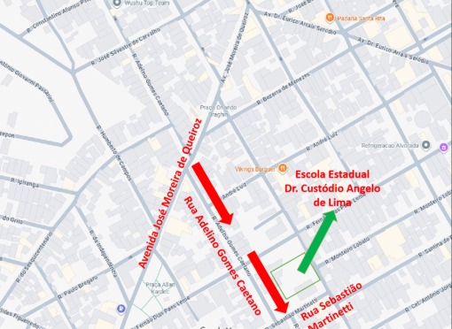 Alteração no sentido de direção de rua na cidade em 15 de dezembro