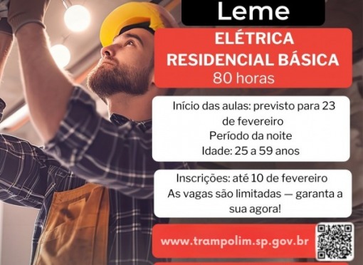 Secretaria de Indústria e Comércio divulga inscrições abertas para curso gratuito de Elétrica Residencial Básica