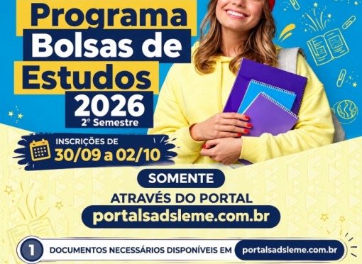 SADS informa sobre inscrições para o Programa Bolsas de Estudos - 2º Semestre 2026