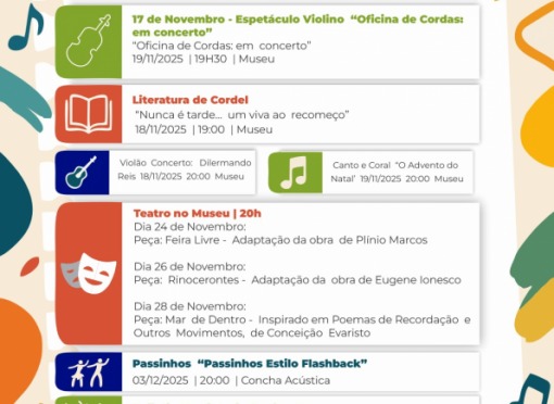 Calendário Cultural de Novembro 2025
