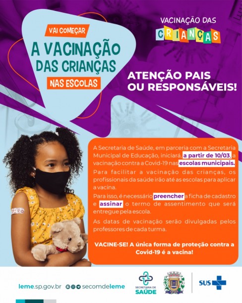 VACINAÇÃO DAS CRIANÇAS NAS ESCOLAS VACINAÇÃO DAS CRIANÇAS NAS ESCOLAS