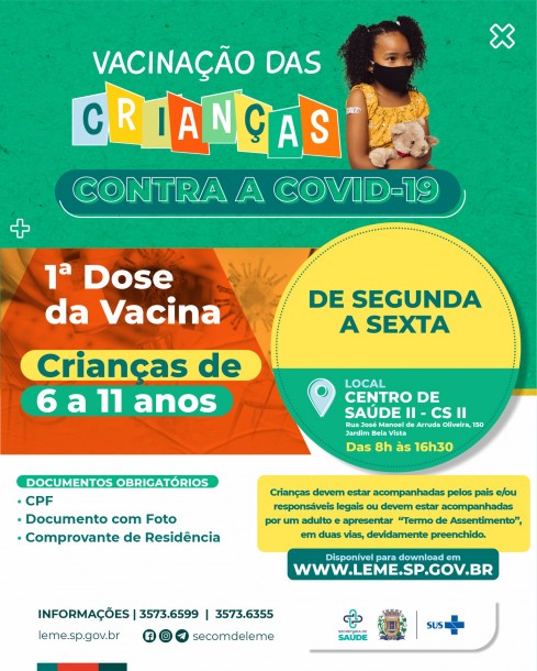 VACINAÇÃO DE CRIANÇAS DE 6 A 11 ANOS VACINAÇÃO DE CRIANÇAS DE 6 A 11 ANOS