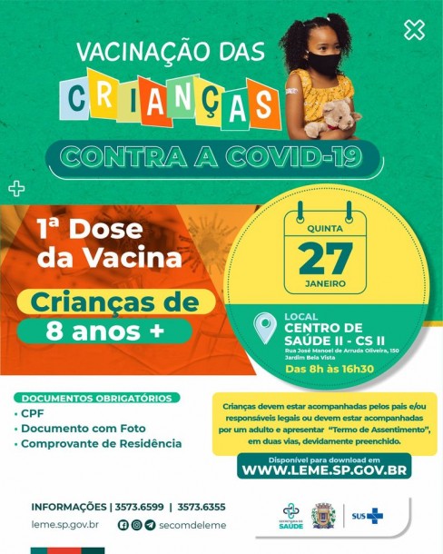 VACINAÇÃO DE CRIANÇAS ACIMA DE 8 ANOS DE IDADE VACINAÇÃO DE CRIANÇAS ACIMA DE 8 ANOS DE IDADE