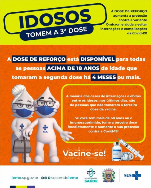 TODOS OS IDOSOS DEVEM TOMAR A DOSE DE REFORÇO! TODOS OS IDOSOS DEVEM TOMAR A DOSE DE REFORÇO!