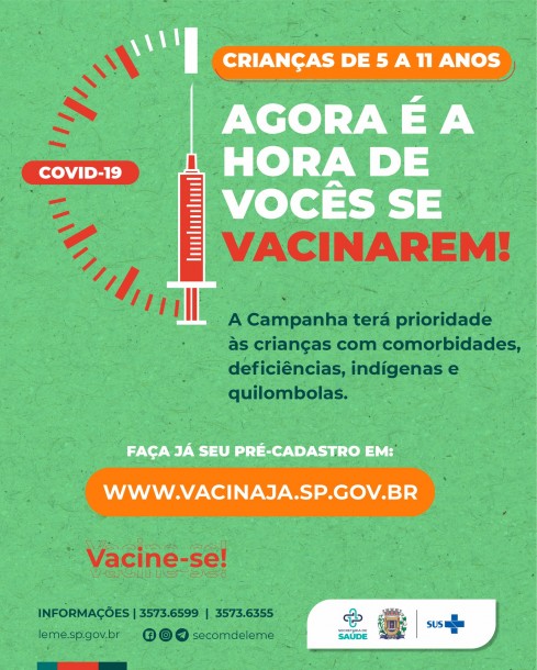 PRÉ-CADASTRO VACINAÇÃO DE CRIANÇAS - 5 A 9 ANOS PRÉ-CADASTRO VACINAÇÃO DE CRIANÇAS - 5 A 9 ANOS