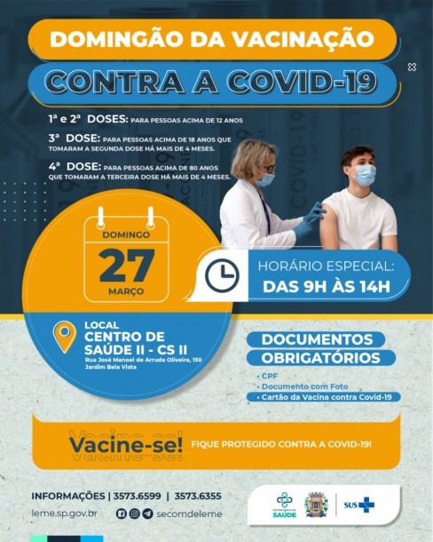 DOMINGÃO DA VACINAÇÃO - 27/03 DOMINGÃO DA VACINAÇÃO - 27/03