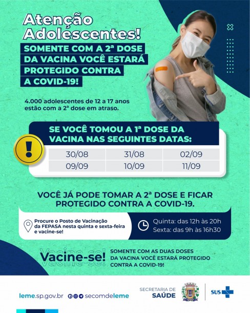 2ª Dose para adolescentes 2ª Dose para adolescentes