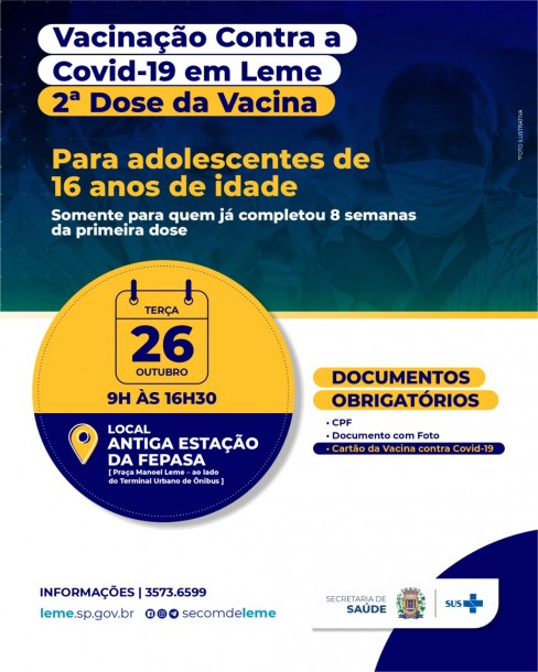 2ª Dose para adolescentes de 16 anos 2ª Dose para adolescentes de 16 anos