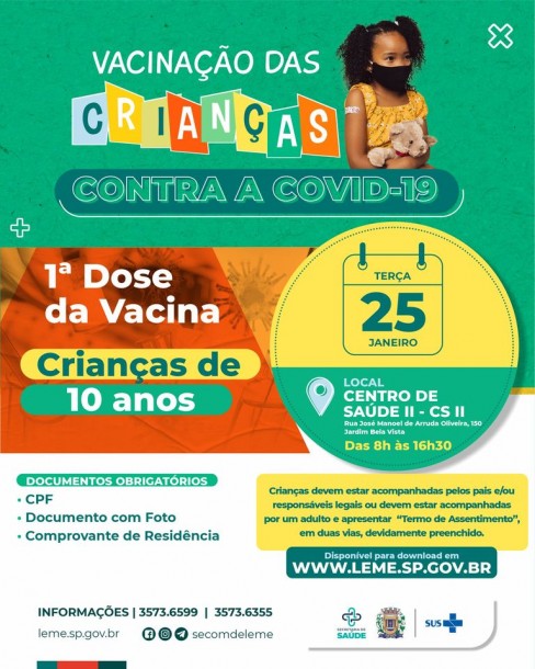 VACINAÇÃO DE CRIANÇAS DE 10 ANOS DE IDADE VACINAÇÃO DE CRIANÇAS DE 10 ANOS DE IDADE